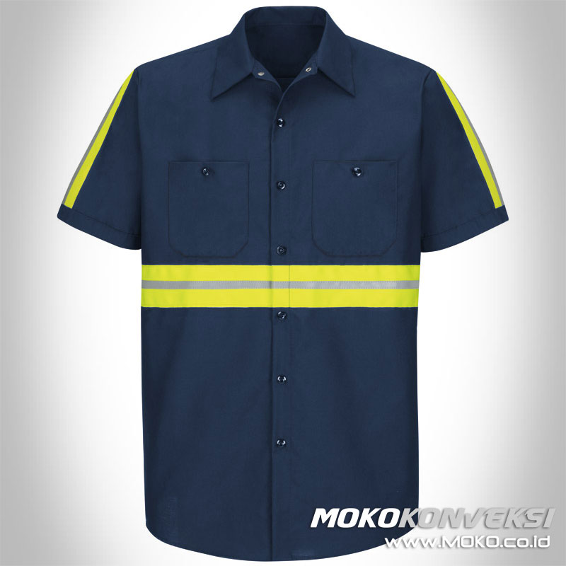 baju safety jual wearpack kerja navy lengan pendek